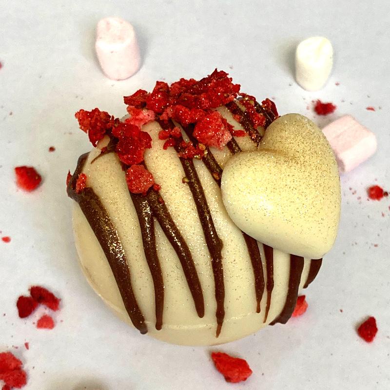 White Chocolate Heart Bombe - Chocolate Bombes, White Chocolate